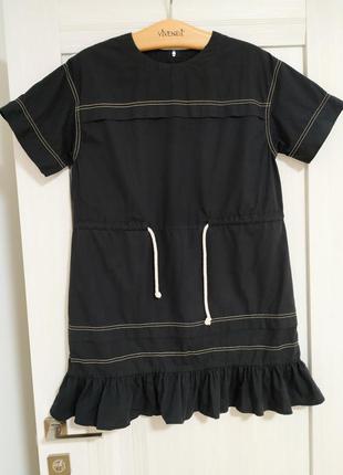 Чорне поплиновое ярусну сукню.бебидол.zara,mango,h&m.1 фото