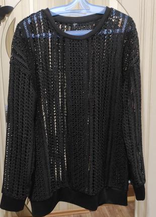 Ажурний бавовняний лонгслив, світшот, светр