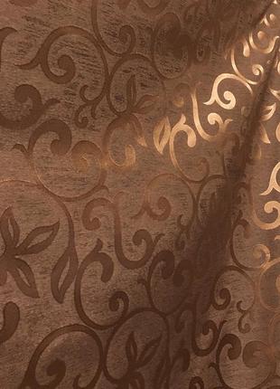 Портьерная ткань для штор жаккард шоколадного цвета с вензелями2 фото