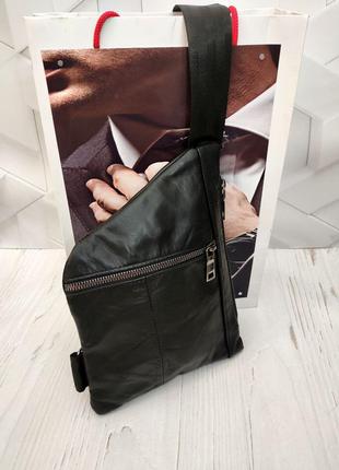 Чоловіча стильна сумка шкіряна кобура 👍 натуральна шкіра італія 🇮🇹6 фото