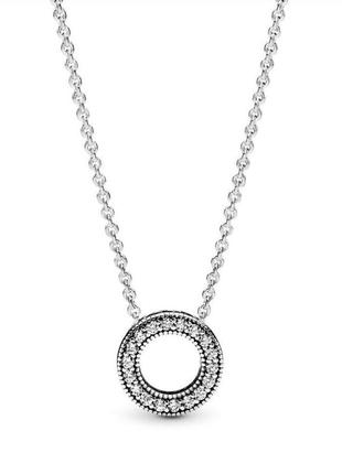 Ожерелье пандора серебро 925 проба цирконий ale пломба бирка логомания маленький круг...