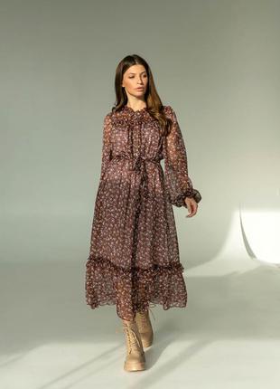 Платье шифоновое цветочный принт gu1 фото