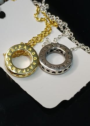 Ожерелье пандора серебро 925 проба цирконий ale пломба бирка логомания маленький круг...