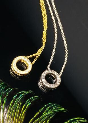 Ожерелье пандора серебро 925 проба цирконий ale пломба бирка логомания маленький круг...