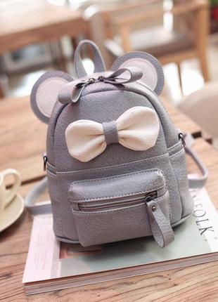 Маленький детский рюкзак сумочка микки маус с ушками. мини рюкзачок сумка для ребенка 2 в 1 голубой6 фото