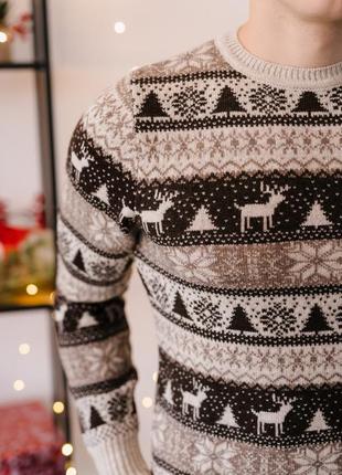 Чоловічий светр з оленями шерстяний новорічний5 фото