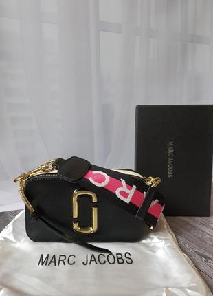 Marc jacobs snapshot black pink брендовий шикарна чорна шкіряна сумочка з натуральної шкіри жіноча модна шкіряна сумка натуральна шкіра6 фото