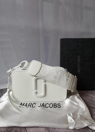 Marc jacobs snapshot white брендовая элегантная кожаная белая сумочка из натуральной кожи жіноча модна шкіряна біла сумка натуральна шкіра