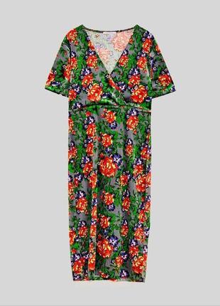 Красивое нарядное бархатное платье в цветы zara размер s5 фото