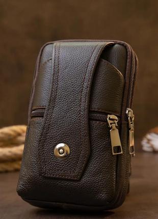 Сумка мужская на пояс кожаная