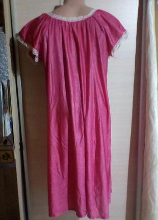 Жіноча ночнушка з коротким рукавом, вільного крою тканина крижаний шовк2 фото
