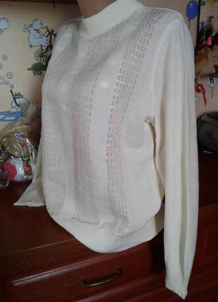 Белый нарядный акриловый свитерок джемпер с люрексной нитью 48-50р2 фото
