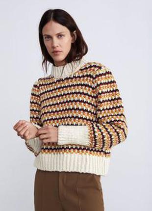 Теплый вязаный свитер zara