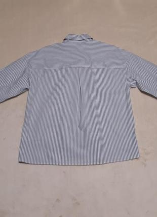 Новая натуральная свободная оверсайз рубашка h&m длинный рукав карман полоска р.6/8/103 фото