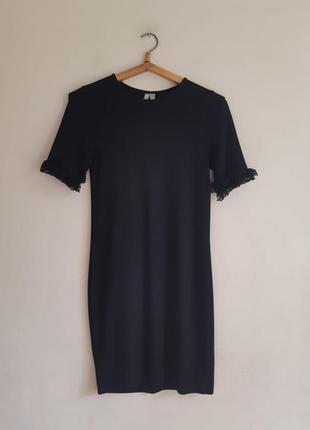 Черное трикотажное платье миди asos
