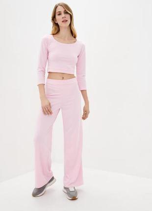 Рожевий спортивний костюм, брюки кльош, рукав 3/4 (28003-rose)1 фото