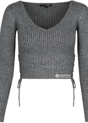 Серый укороченный джемпер свитер топ с завязками