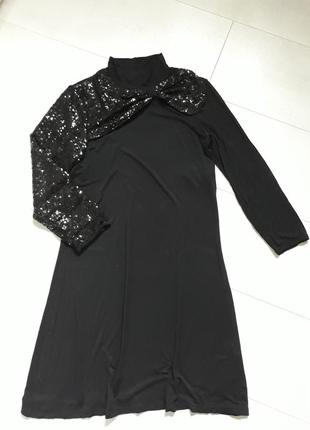 Sisley элегантное вечернее платье черное с паетками / вечірня сукня / новорічне плаття / новогоднее платье1 фото