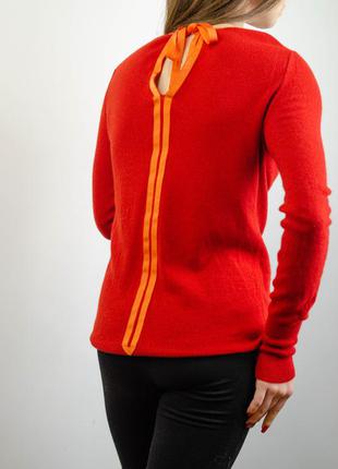 Jigsaw красный шерстяной джемпер с декором на спине, красивая кофта из шерсти и кашемира, свитер3 фото