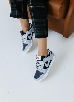 Кроссовки женские найк nike dunk low college navy grey