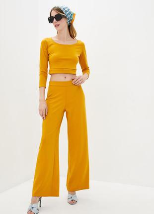 Жіночий спортивний костюм, штани кльош, рукав 3/4 (28001-mustard)