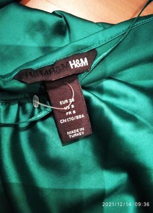 Ярко-зелёная атласная блузка h&m4 фото