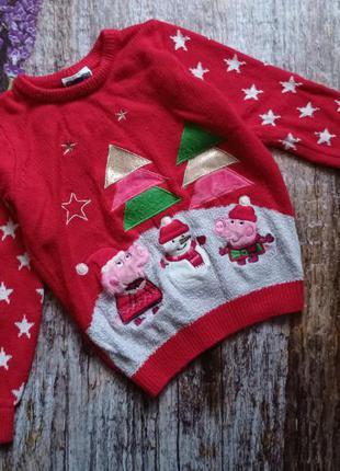 Новорічний светр кофта свинка пеппа дівчинці 2-3 роки