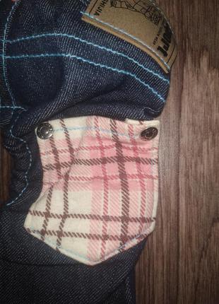 Джинсові штани з підтяжками для собачки2 фото