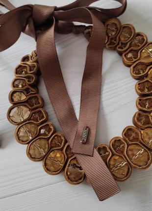 Чокер колье с хрустальными бусинками2 фото