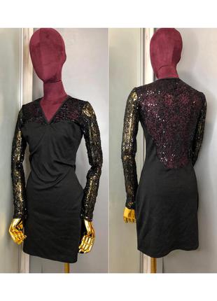 Lipsy чорне коротке святкове плаття міні в паєтки мереживна з відкритою спиною rundholz owens