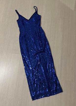 Платье платье сарафан пайетки синее в пайетки нарядное платье новогоднее8 фото