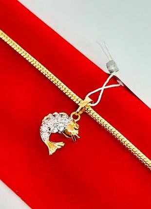 Позолочений браслет з підвіскою, браслетик і кулон, позолота