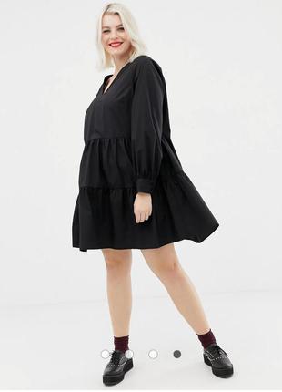 Ярусное платье с плотного хлопка asos curve2 фото