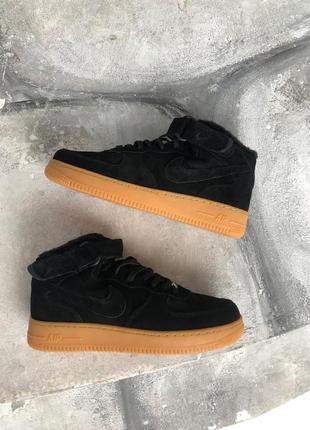 Nike air force mid 🍏 зимние мужские кроссовки найк форси на меху