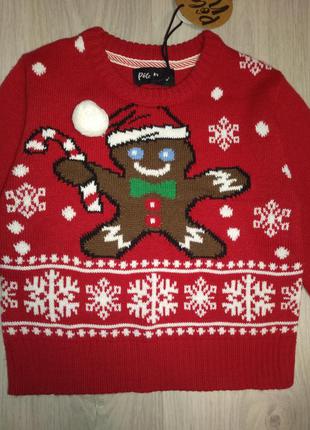 Детский новогодний свитер с пряничным человечком2 фото