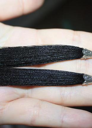 Серьги серёжки кисти кисточки чёрные с красивым камнем6 фото