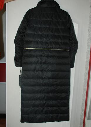 Длинный зимний черный пуховик пуховое зимнее пальто настоящий пух 90% basic vogue6 фото