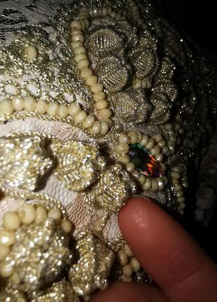Туника с вышивкой бисером люрекс камни нарядная накидка вечерняя для фотосессии в этно стиле ажурная кружевная кружево шифоновая5 фото