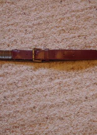 Ремень шкіра+метал коричневий на талію 87-100 см