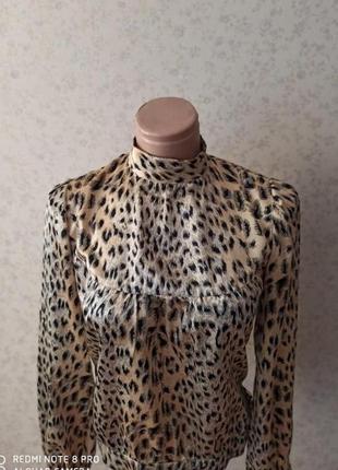 Атласная рубашка леопардовая