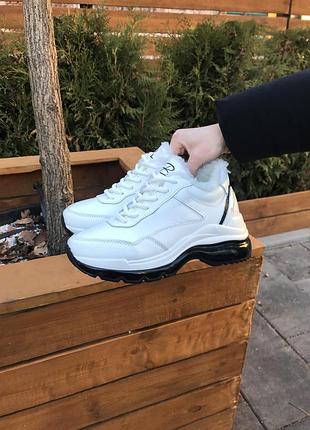 Белые зимние ботинки кроссовки на меху 🤗