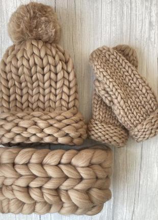 Шапка снуд рукавички