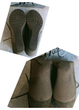 Ботинки натуральный замш натуральная кожа на танкетке со шнуровкой8 фото