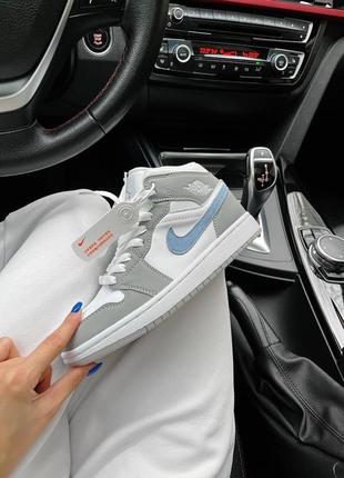 Nike air jordan 1 retro mid ´wolf grey’ женские кроссовки найк аир джордан