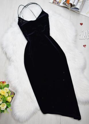 Платье ассиметричное бархатное велюровое чёрное футляр