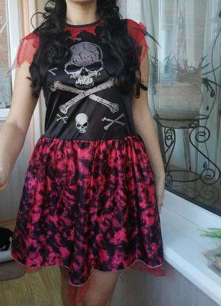 Платье костюм хеллоуин череп королева ведьма маскарадное карнавальное новогоднее