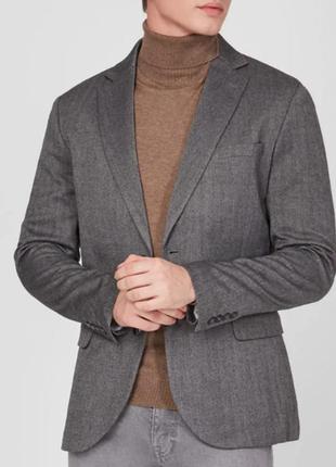 Р20. шерстяной серый однобортный пиджак мужской блейзер шерсть вовна вовняний woolmark6 фото