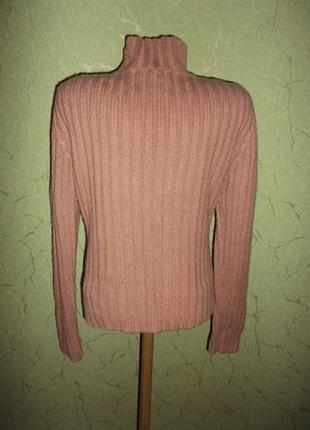 Теплый свитерок розовый с вышивкой бисером классика пуловер джемпер р. - m - l- angel4 фото