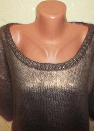Стильный пуловер джемпер серый с отливом серебра по спинке змейка оверсайз р. 18- xl-6xl- new look2 фото