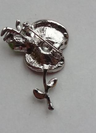 Дизайнерская брошь брошка с кристаллами цветок мак италия3 фото